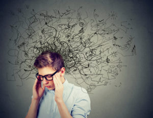 A stressed teenage boy whose thoughts are a mess.