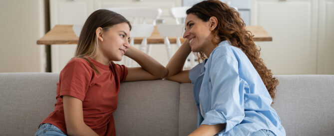 A mother talking to her teenager about drinking