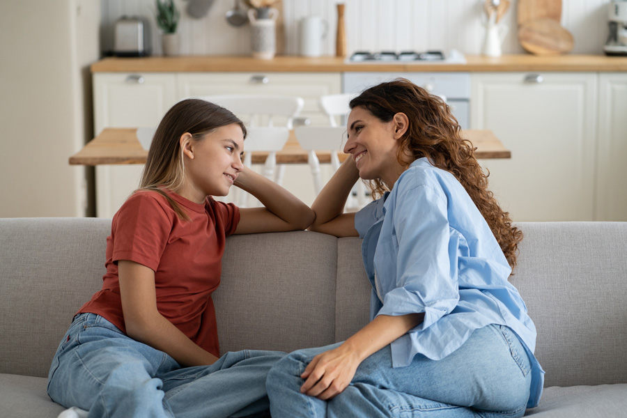 A mother talking to her teenager about drinking